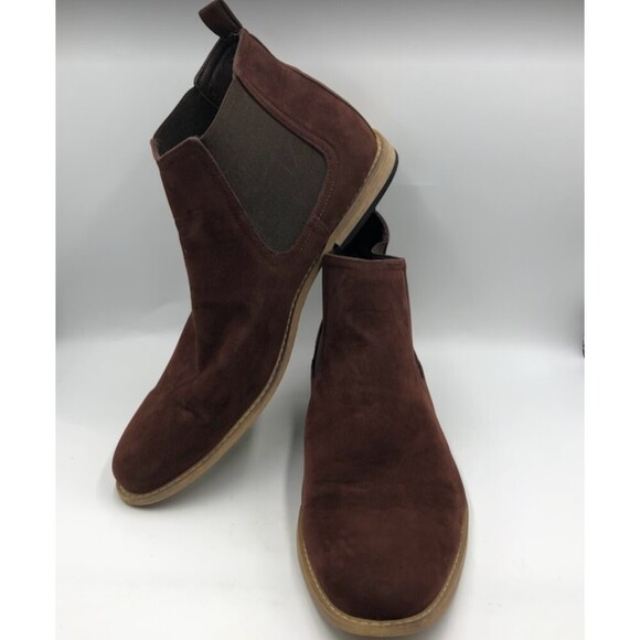 Pheroni Men's Maroon Faux Suede Leather Ankle Boots Calvin Size 13 Slip On - Picture 3 of 15